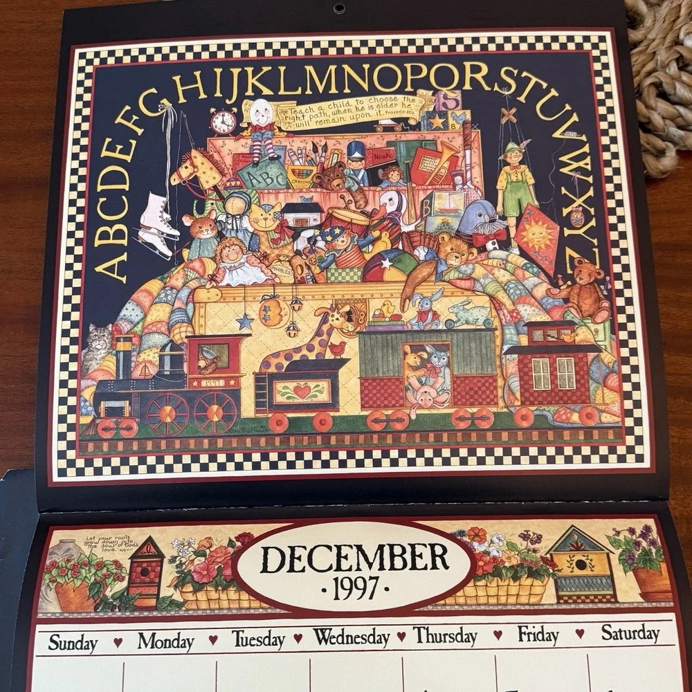 1997 Country Sampler Calendar – Peaceable Kingdom – 12x12 – Folk Art Cottagecore